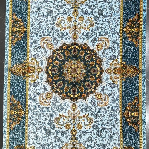 فرش ذرع و نیم تمام ابریشم قم (۱x۱/۵ متر)